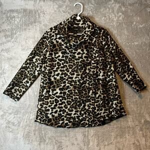 Ali Miles Women’s Cowl Neck Top‎ Poncho Size Small Cheetah Print Sz Smal